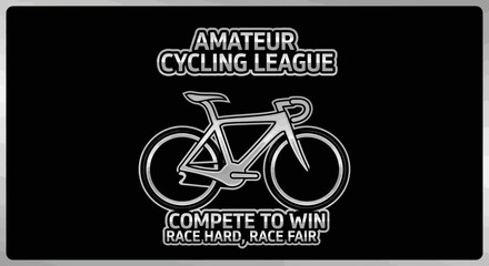 Fototapeta premium Amateur Cycling League Emblem on Black Background Promoting Fair Competition and Victory