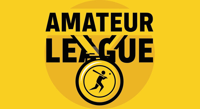 Amateur League Baseball Emblem on Yellow Background for Competitions and Tournaments