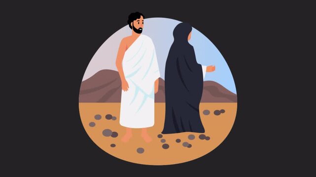 Pilgrims collecting stones vector concepts  Animation Alpha Channel