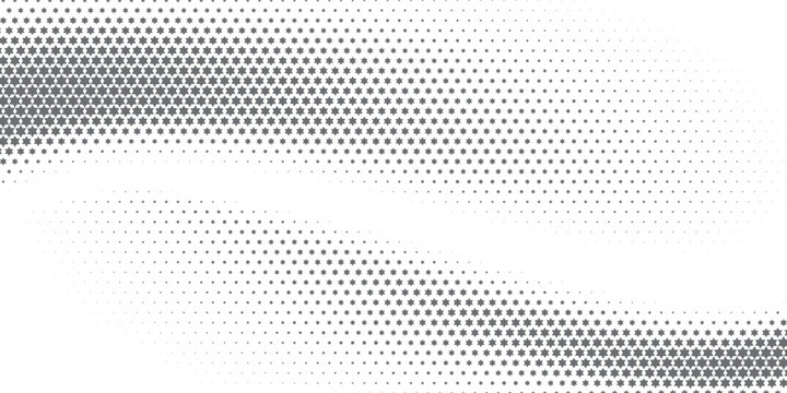 Grunge halftone gradient background. Faded grit noise texture. White and black sand wallpaper. Retro pixelated backdrop. Anime or manga style comic overlay. Vector graphic design textured template