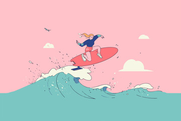 Joyful Wingfoil Athlete Catching Air Over Ocean Waves © Edik
