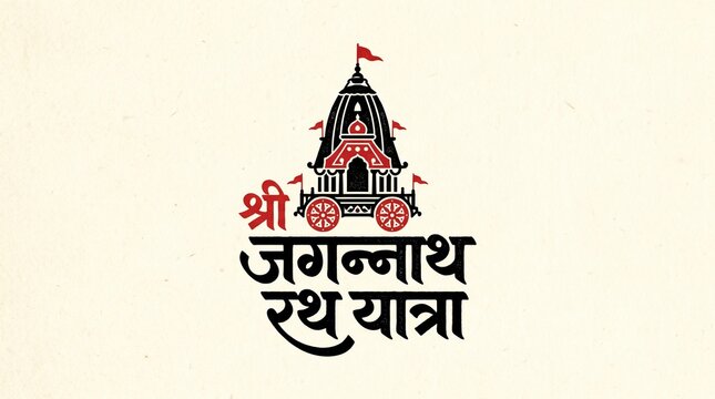 Shree Jaganath Ratha Yatra Calligraphy Vector Image