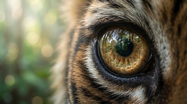 Extreme close up tiger eye reflecting jungle forest macro wildlife