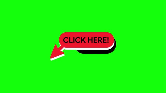 Red click here button with hand cursor on green background