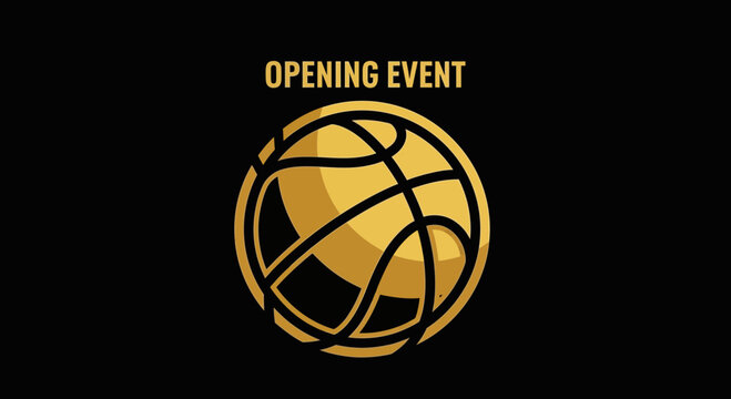 Announcing a Premier Basketball Event with a Striking Golden Emblem on a Dark Backdrop