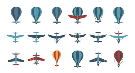 Collection of Vintage and Modern Airplanes and Hot Air Balloons © Mini