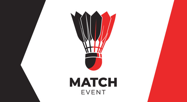 Badminton Design Featuring Shuttlecock and Match Event Text with Modern Graphic Style