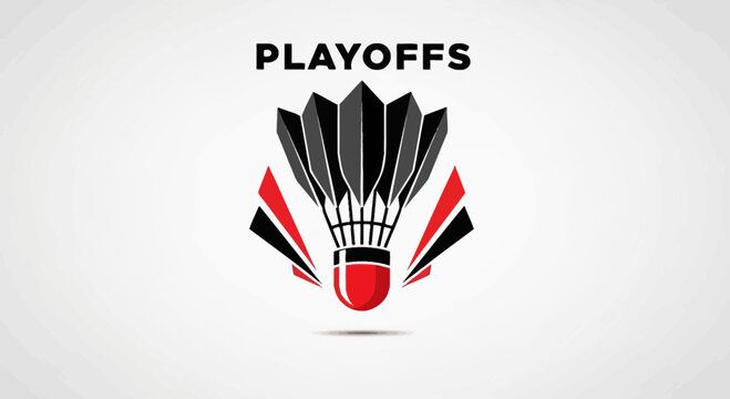 Badminton Playoffs: Dynamic Shuttlecock Emblem Illustration for Sport Competitions and Branding