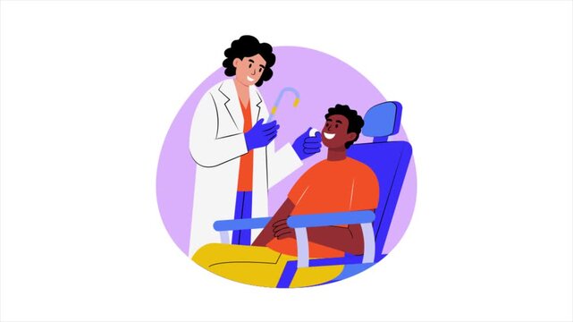 Dentist applying flouride foam  Animation MP4 File	