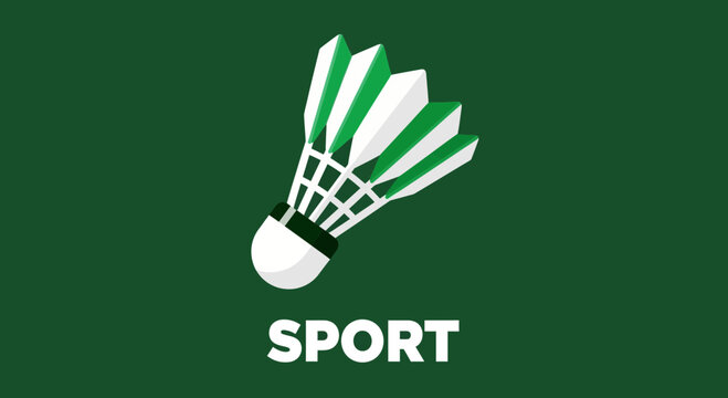 Badminton Shuttlecock Sport Concept On Green Background, Representing Competition And Activity