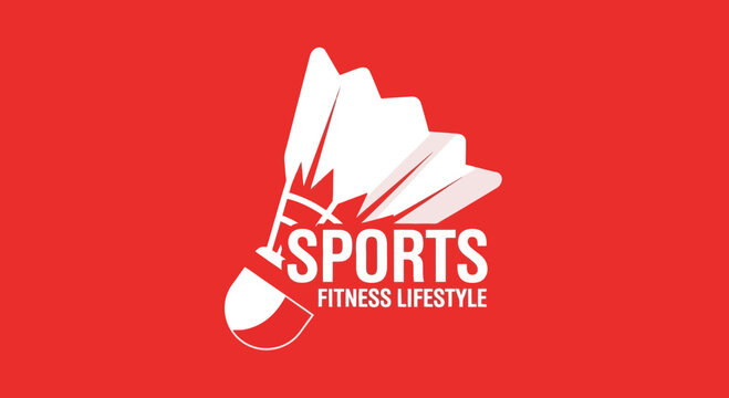 Badminton Shuttlecock Sport Logo On Red Background, Representing Fitness And Lifestyle