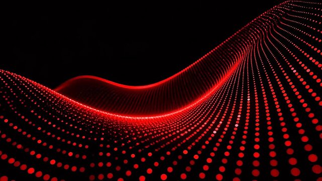 Red dots forming a wave on black background
