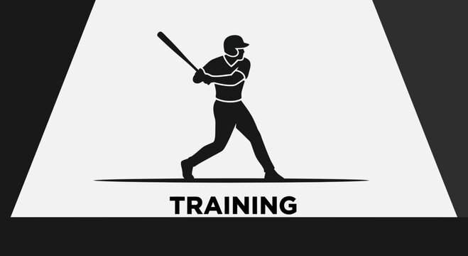 Baseball Player Engaging In Batting Training Silhouetted Against a Stark Background