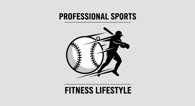 Baseball Player Striking the Ball Silhouette, Focus on Fitness and Professional Sports Activities