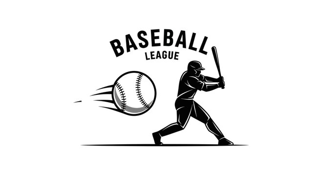 Baseball Player Swinging and Hitting the Ball, A Dynamic Illustration in Monochrome
