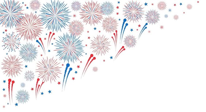 Independence day fireworks display patriotic celebration vector illustration