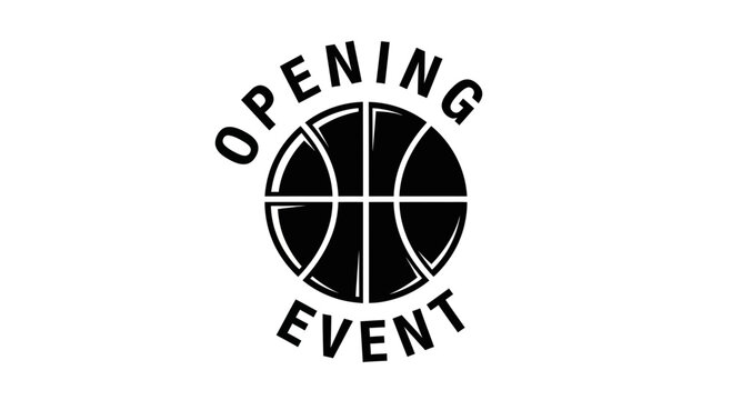 Basketball Opening Event Graphic With Bold Typography In Black And White Style Design