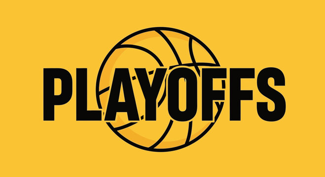 Basketball Playoffs: Dynamic Typography Displayed Against A Vibrant Yellow Background