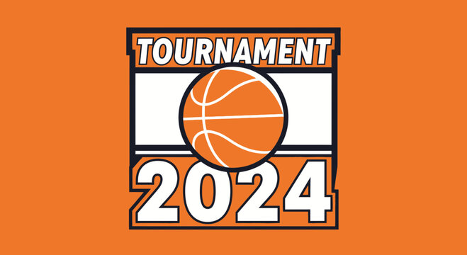 Basketball Tournament 2024 Emblem: Modern Orange and White Sports Design