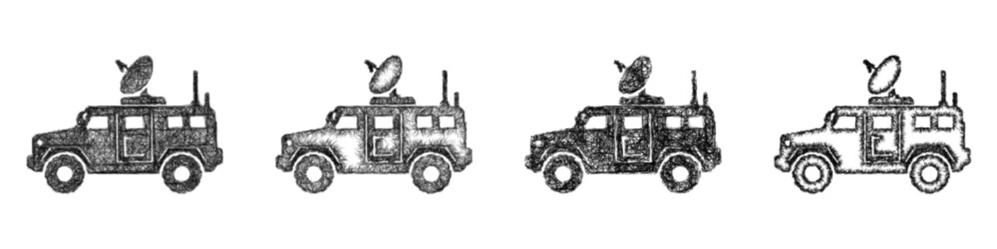 Sketch command vehicle icon design set