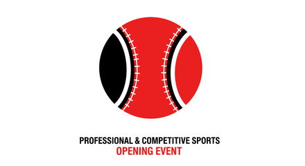 Fototapeta premium Bold Red Tennis Ball Emblem Design for Professional Sports Opening Events and Tournaments Venue