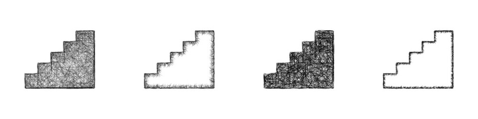 Fototapeta premium Sketch stairs icon design set