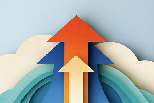 Upward growth and financial success concept with abstract arrow, business progress and strategy