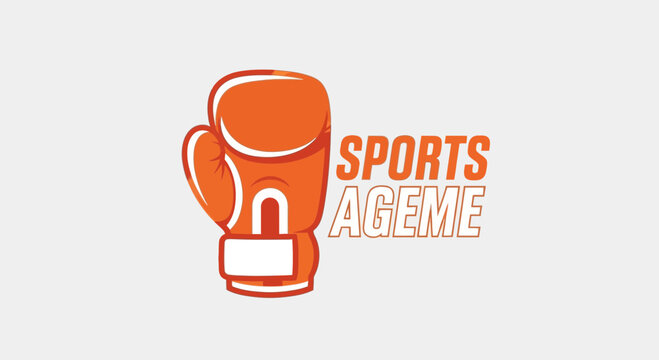 Boxing Agency Logo: An Orange Boxing Glove paired with the Words Sports Ageme to Attract Viewers