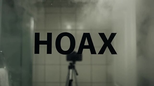 Hoax Text Revealed Through Steam on Glass with Camera Setup