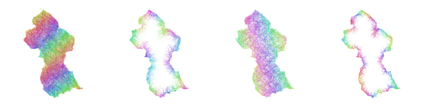 Rainbow sketch Guyana map design set