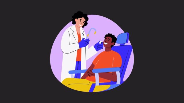 Dentist applying flouride foam  Animation Alpha Channel 