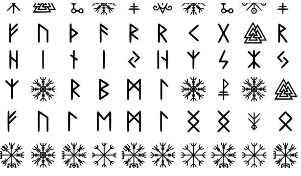 Viking runes and nordic symbols collection