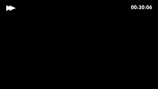 VHS play overlay vintage animation on transparent background. Old VHS play and timecode. 4k animation