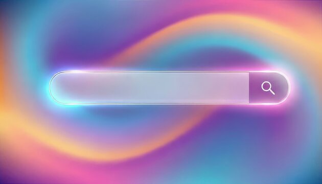 Glowing search bar on colorful background.