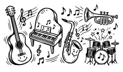 Musical instruments illustration set © Najma
