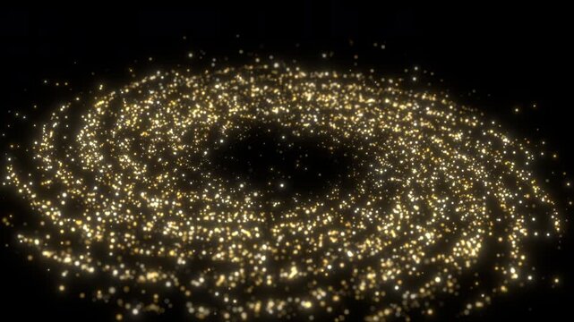 gold abstract particle background spiral logo element loop
