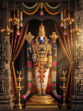  Traditional Hindu Temple Art Inspired by Venkateswara Idol