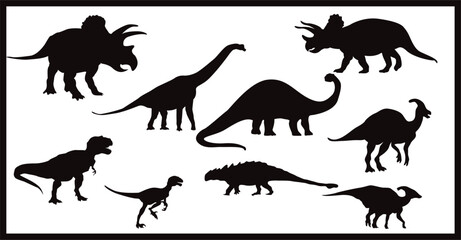 Set of Dinosaur Black eps 10 © Alfin