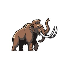Obraz premium Stylized woolly mammoth mascot walking illustration
