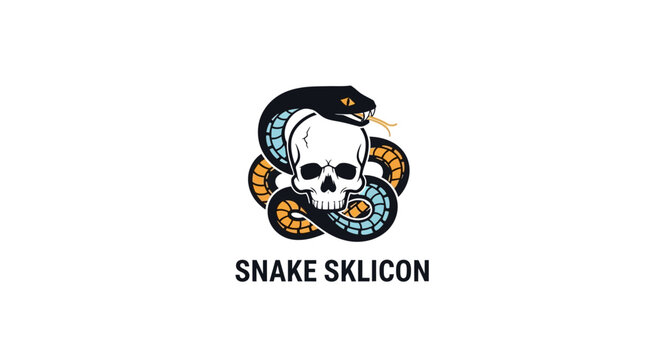 Skull and Serpent Logo Icon, Danger Symbol, Tattoo Art