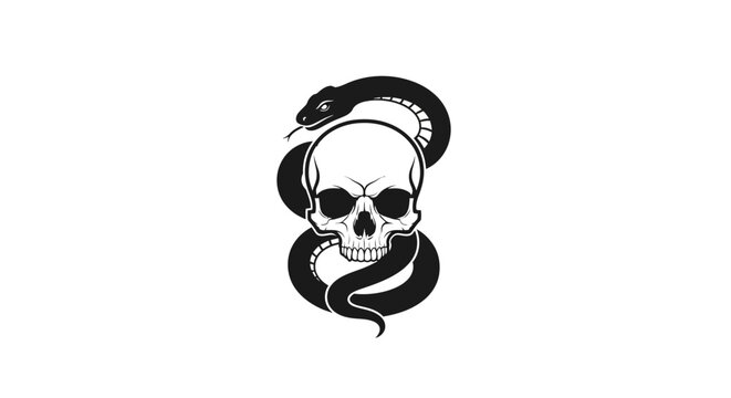 Skull and Snake Silhouette - Dark Symbolism, Danger, Death, Mystery