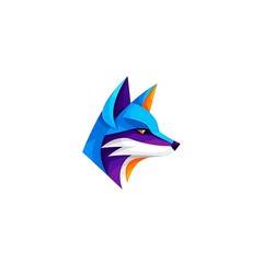 Fototapeta premium Vibrant geometric fox head illustration isolated on white
