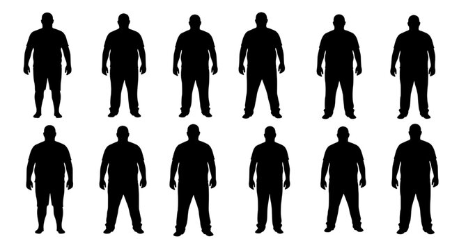 Man silhouette icon set of front and back views, minimalist human figure glyphs for UI and design projects