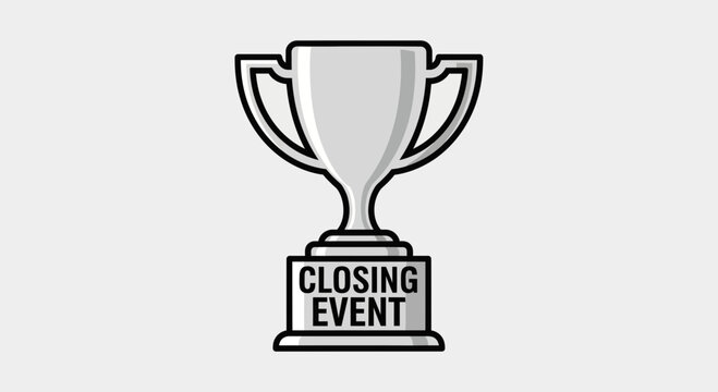 Championship Award Trophy Depicting a Closing Event, Winner's Celebration Graphic