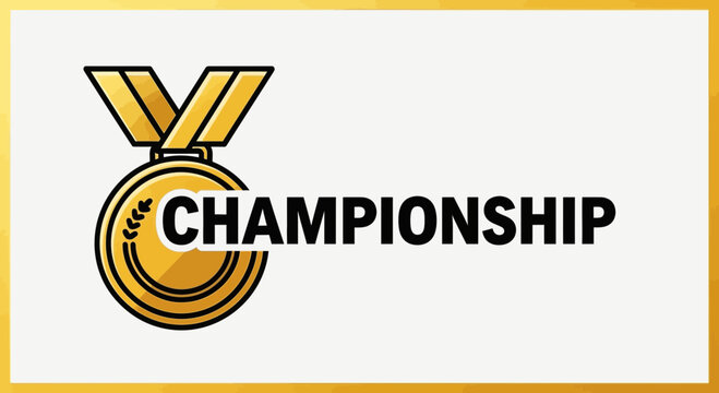 Championship Graphic With A Golden Medal And Bold Championship Text Displayed