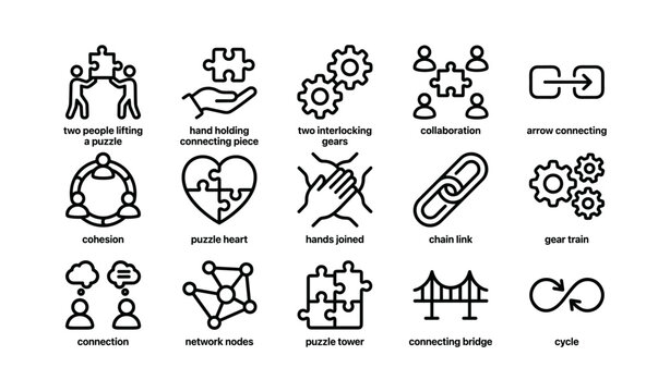 Collaboration and connection icons arranged in grid layout