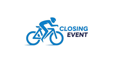 Fototapeta premium Closing Event Cycling Silhouette in Vibrant Blue Color for a Dynamic and Engaging Design