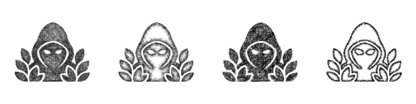 Sketch stealth quest icon design set
