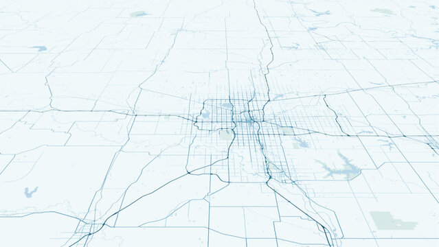 Modern minimalist vector map of Oklahoma City (OKC), Oklahoma, USA. High-quality scalable illustration of Oklahoma City grid, Bricktown, and interstate highway system for posters and u
