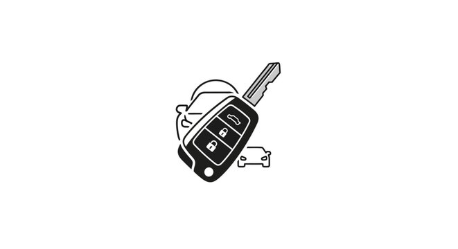 Automotive key icon depicting remote car access for vehicles with modern technology